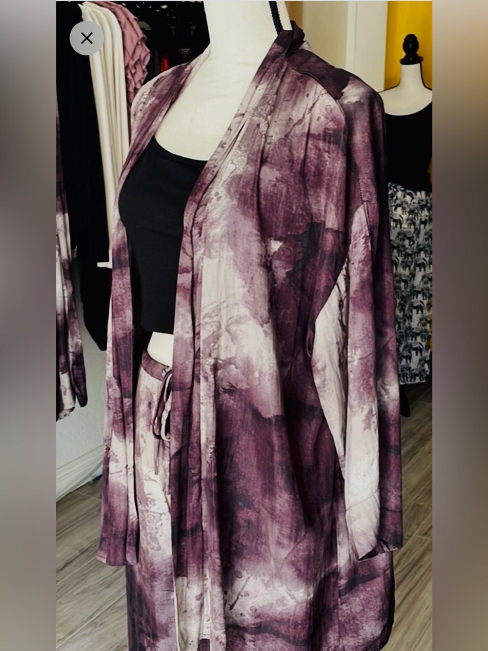 NWT Grade & Gather Tie Dye Kimono Aubergine Purple Festival Outfit